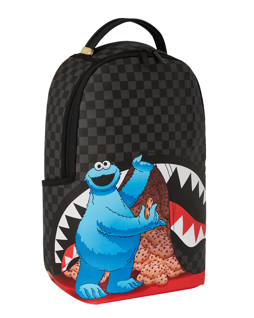 Backpack with a cartoon character design on a white background