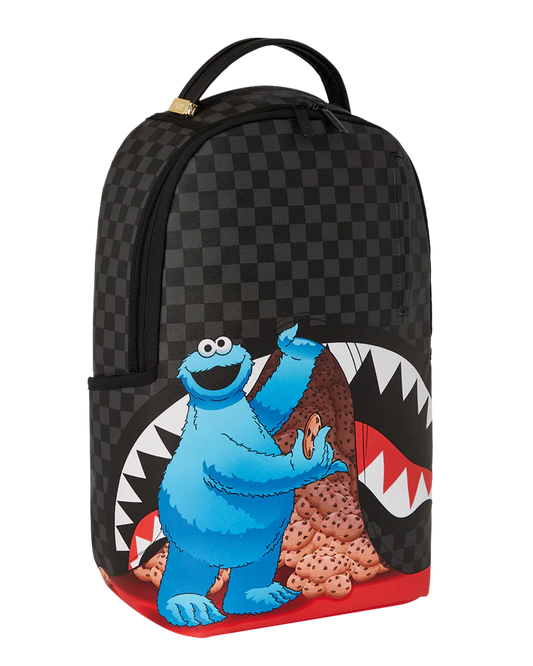 Backpack with a cartoon character design on a white background