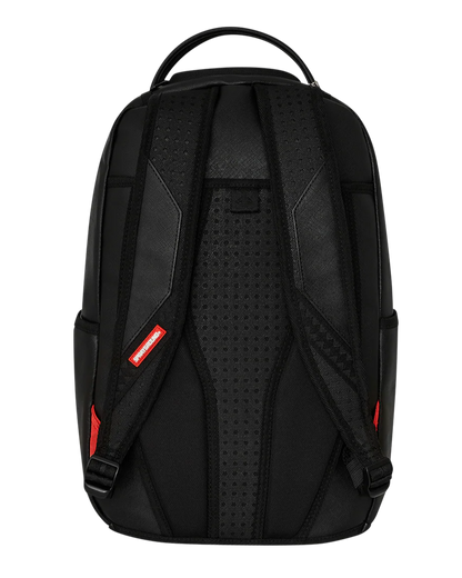 Black backpack with red accents on a white background 