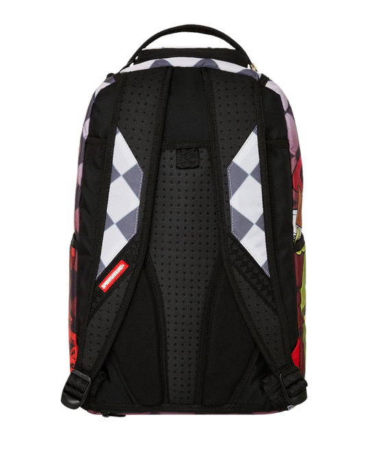 Backpack with geometric pattern on a white background