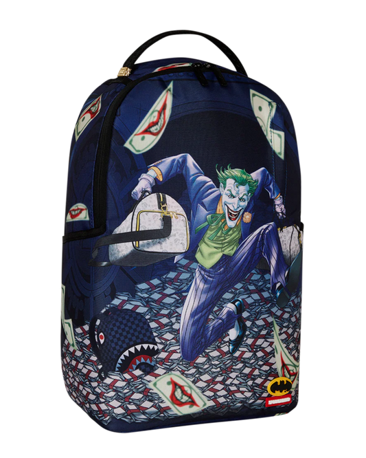 Backpack with Joker design on a white background