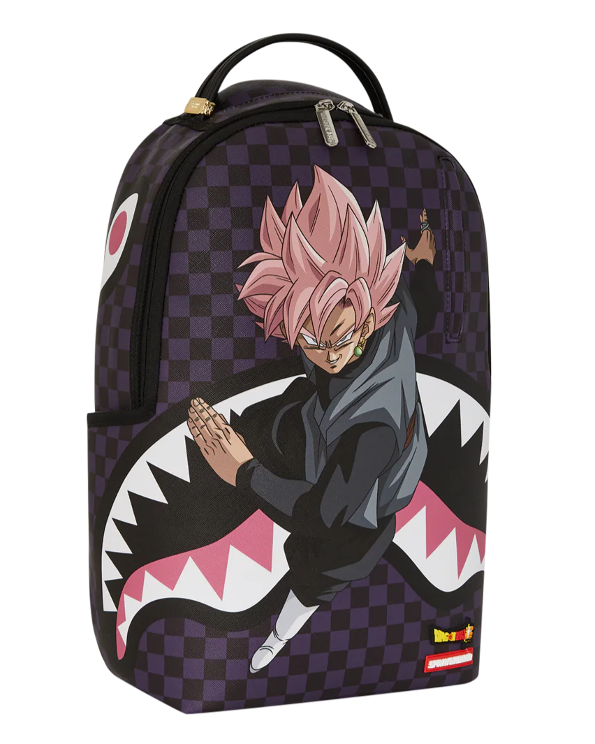 Backpack with anime character design on a checkered background