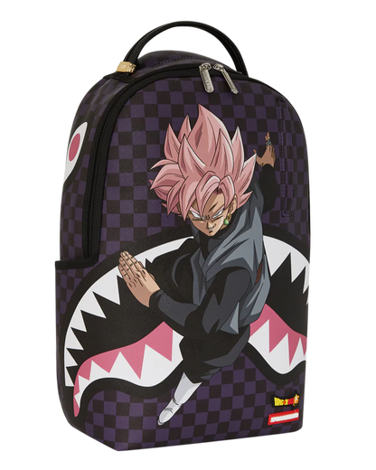 Backpack with anime character design on a checkered background