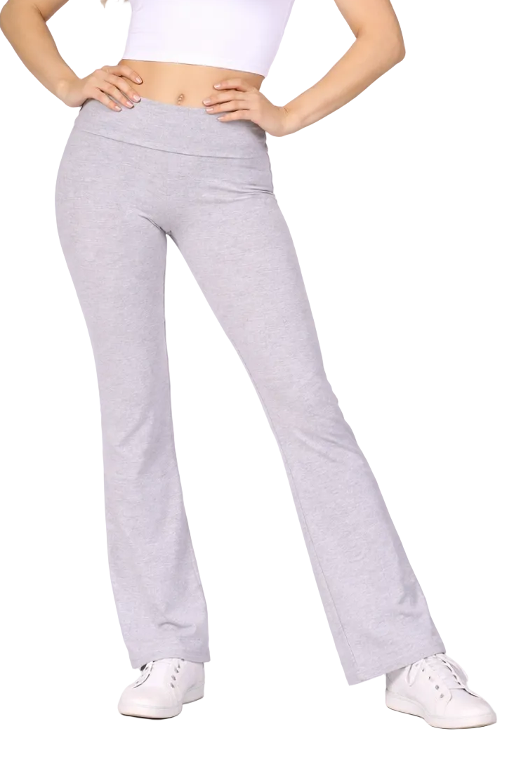 Foldover Waist Flare Yoga Pants front view