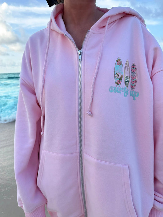 Sunkissed Coconut Surfs Up Zip Hoodie front view