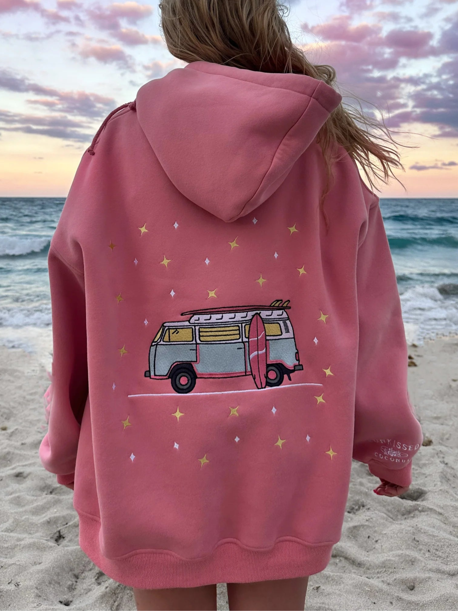 Sunkissed Coconut Embroidered Van Hoodie back view