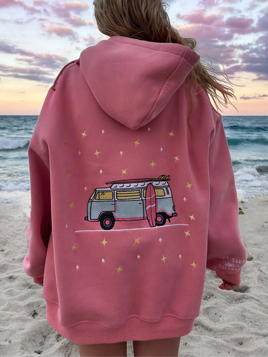 Sunkissed Coconut Embroidered Van Hoodie back view