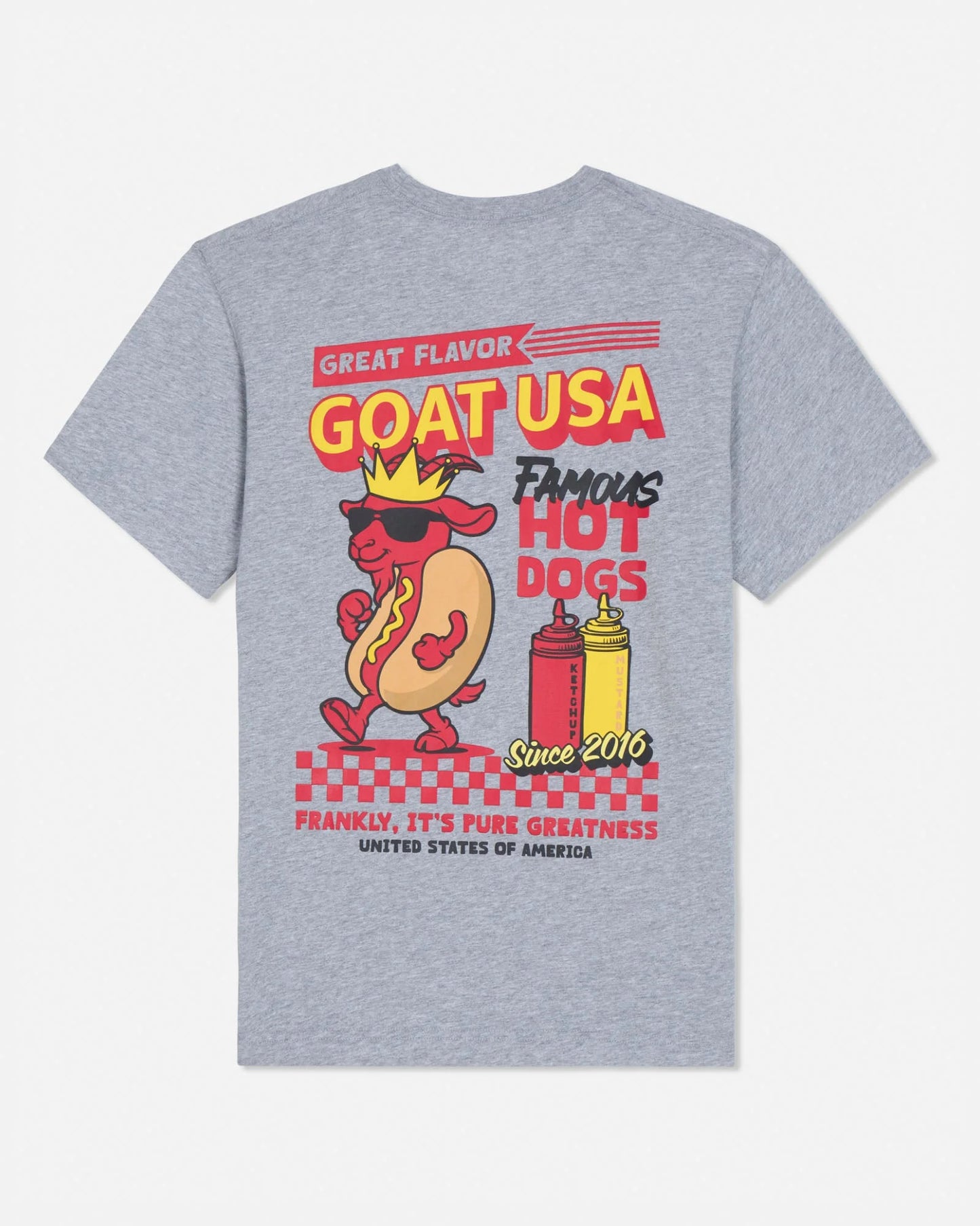 GOAT USA Famous Hot Dogs Graphic T-Shirt BACK VIEW