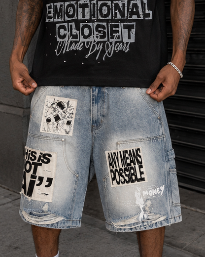 BLUE AI DENIM SHORTS