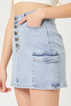 Button Front Denim Skirt