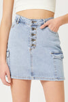 Button Front Denim Skirt