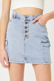 Button Front Denim Skirt