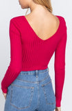 V-Neck Ribbed Crop Sweater