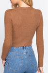 Crop Solid Fuzzy Sweater