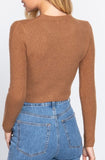 Crop Solid Fuzzy Sweater