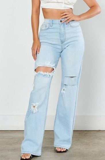 Distressed Wide Leg Jeans