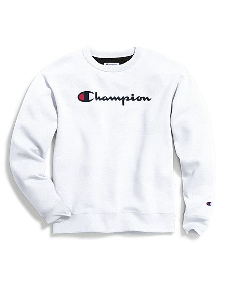 Men's Champion Script Logo with Powerblend® Crew front view 