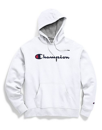 Men's Champion Script Logo Powerblend® Pullover Hoodie front view