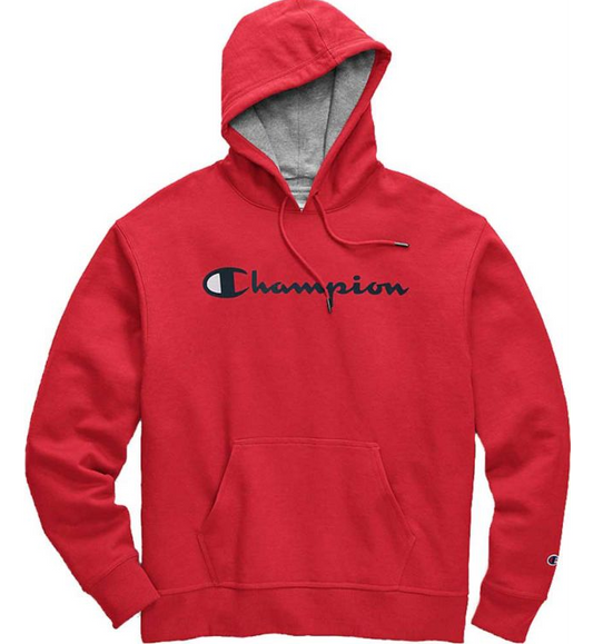 Men's Champion Script Logo Powerblend® Pullover Hoodie front view