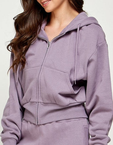 Solid Zip Up Hoodie