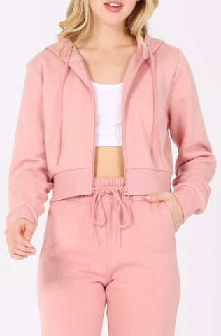 Cropped Zip Up Hoodie