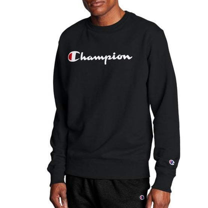Men's Champion Script Logo with Powerblend® Crew front view
