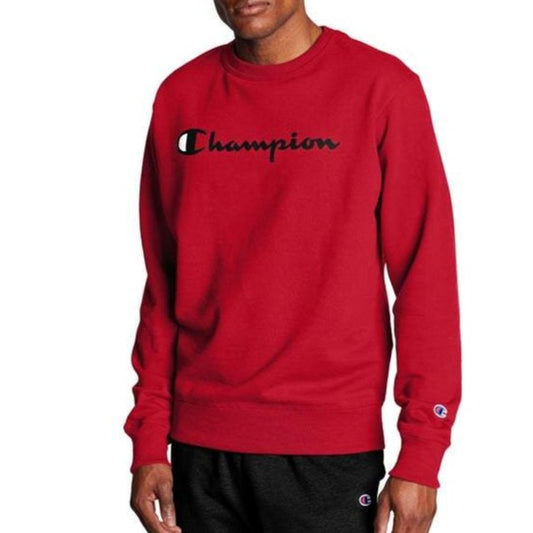 Men's Champion Script Logo with Powerblend® Crew front view