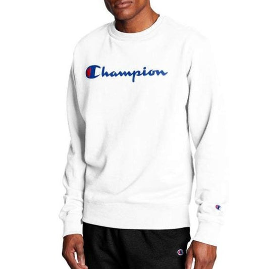 Men's Champion Script Logo with Powerblend® Crew front view