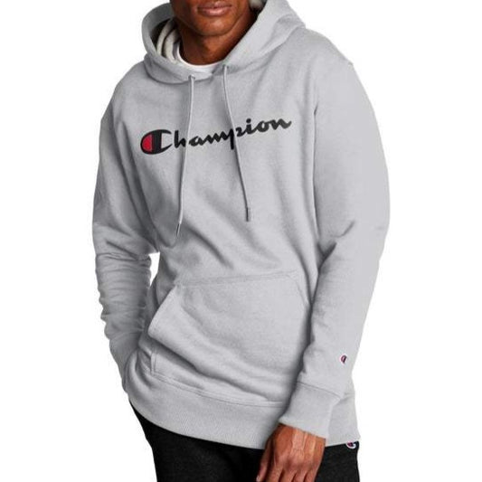 Men's Champion Script Logo Powerblend® Pullover Hoodie front view